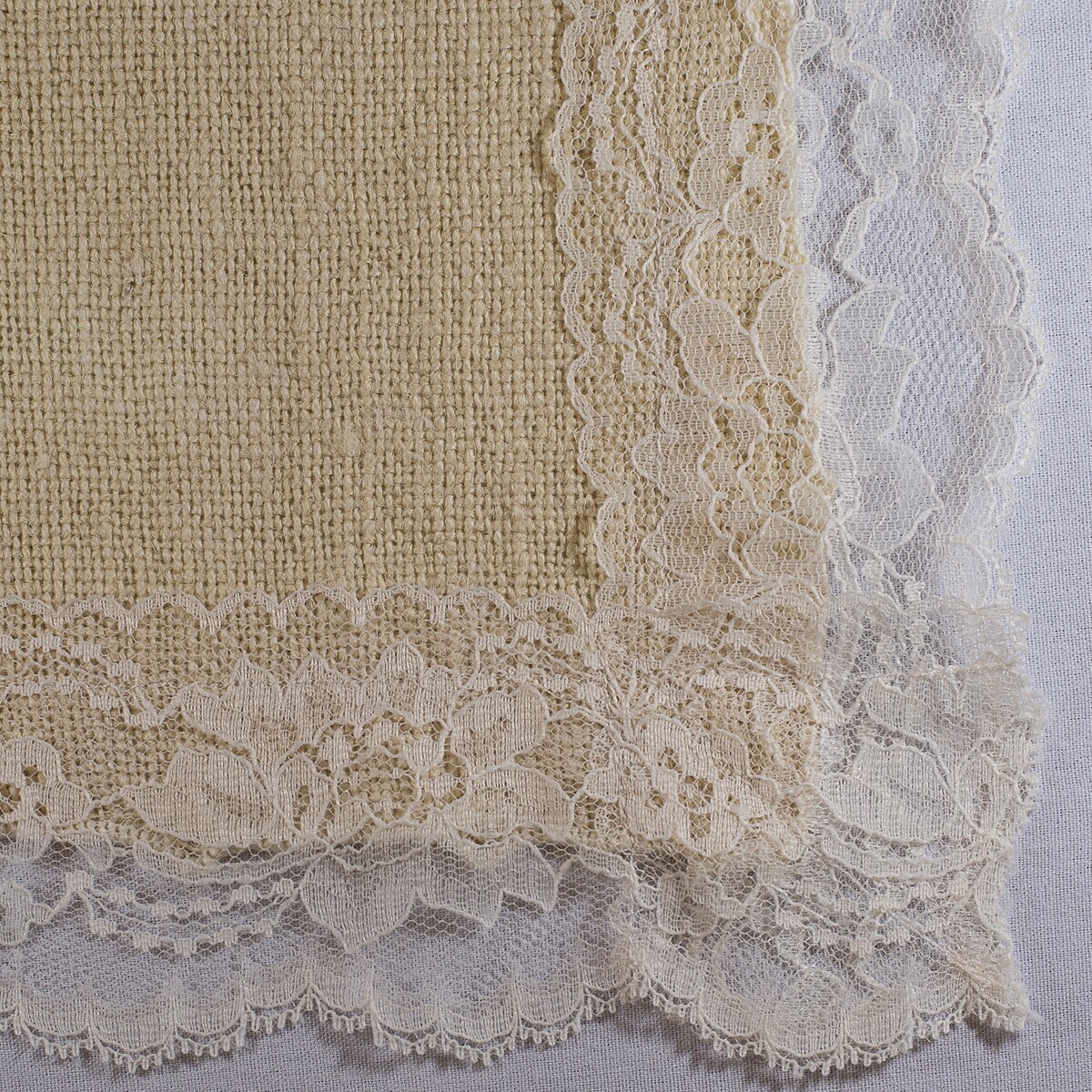 Ivory Burlap with Lace