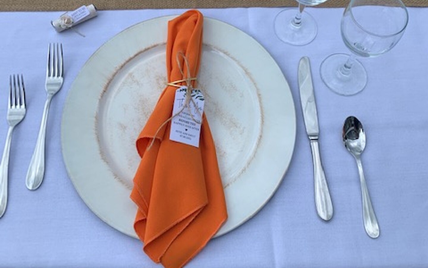 Bright orange rental napkin