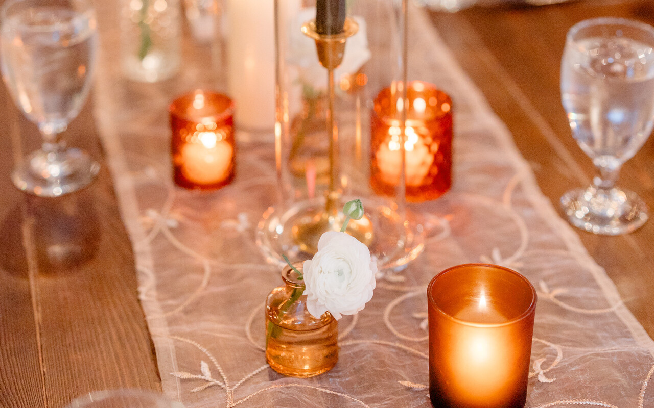 Table runner with amber lighting